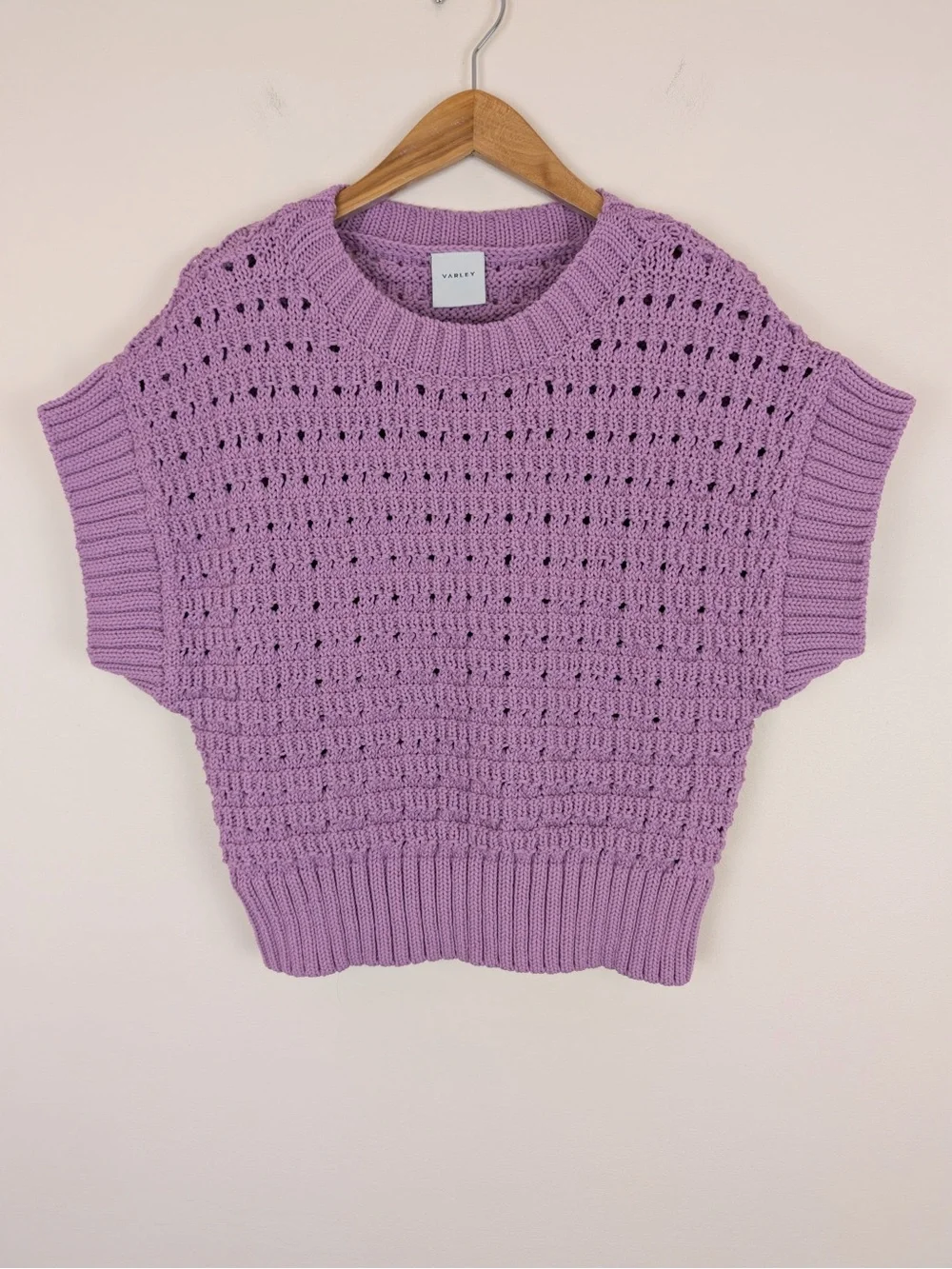 Varley Fillmore Purple Knit Short Sleeve Sweater